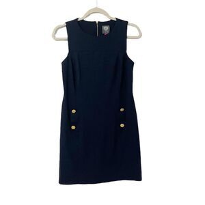 🟢Vince Camuto Navy Blue Dress w/Gold Button Detail Size 4